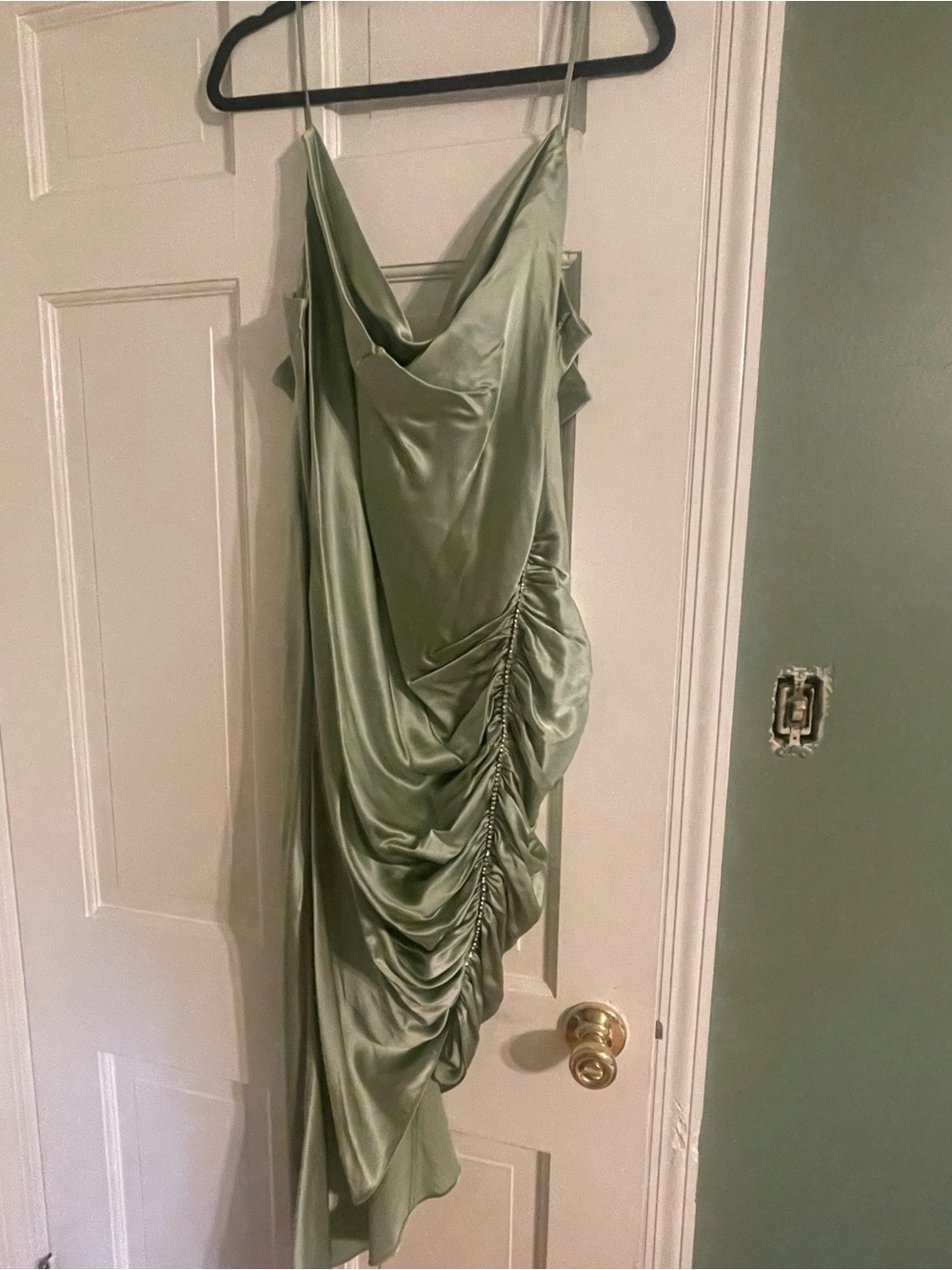 cinq a sept sage green silk slip dress
